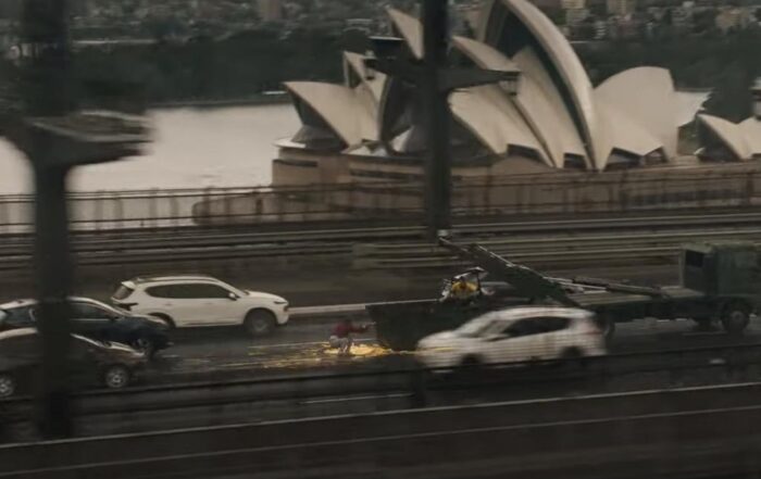 The Fall Guy filming locations in Sydney, Australia - Ryan Gosling Emily Blunt - Sydney Harbour Bridge with Opera House