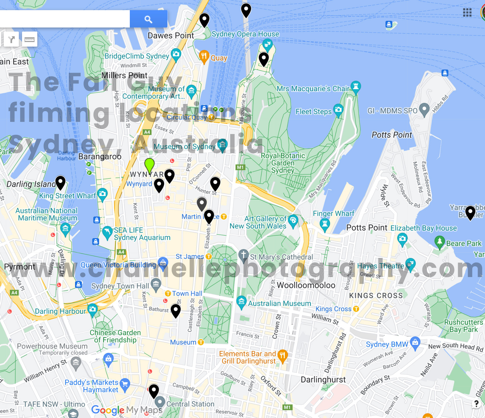 The Fall Guy filming locations in Sydney, Australia MAP - Chamelle Photography blog by Livia